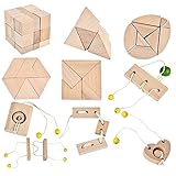 B&Julian ® 3D IQ Holzpuzzle10 Mini Knobelspiele Holz Puzzle Set Geduldspiel Rätselspiel Geschicklichkeitsspiel Holzpuzzle für Kinder Erwachsene Ideen Adventsk