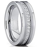 Metal Masters Co. Herren wolframcarbid Ehering mit zirkonia-Einlage. Herren wolframcarbid Ewigkeit Ring