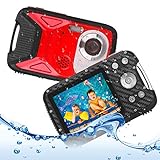 Heegomn wasserdichte Digitalkamera für Kinder, 16 MP Full HD 1080P, 8-facher Digitalzoom, Unterwasserkamera für Jugendliche/Anfänger (Rot)