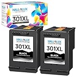 HALLOLUX 301XL Schwarz Wiederaufbereitet Druckerpatronen Kompatible für HP 301 XL Multipack für Deskjet 2540 2050A 2544 2549 3050 3050A, Envy 4500 4502 4504 5530, Officejet 2620 4630 4632 (2 Pack)