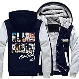 Hoodie Pullover Reißverschluss Sweatshirt - Elvis Print Winter Stitching Zip Warme Kapuzen Langarm Jacken - Teen G