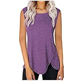 YunYoud Damen Top Elegant Einfarbig Shirt Tank Top Ärmellos Oberteil Casual Tee Shirt Mit Reißverschlusshemd Lässig Pullover Lockeres Hemdoberteil für D