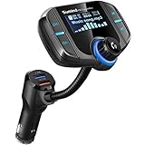 Bluetooth FM Transmitter mit 1,7 Zoll Display und Zwei USB Ports (Schwarz)