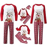 Schlafanzug Damen Lang für Herren Kind Weihnachten Nachtwäsche Hausanzug Elf Pyjamas Kleidung Kuschelig Weihnachtsschlafanzüge Outfit Weihnachtskostüm Weihnachts-Geschenk