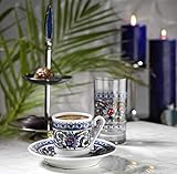 Kütahya Porzellan TOPKAPI Edles Mokka, Espressoservice bestehend aus 6 Tassen und Untertassen aus Porzellan, dekoriert, 6 Stück (1er Pack)