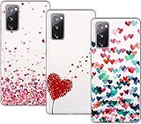 TLING für Samsung Galaxy S20 FE Hülle, [3 Stück] Transparent Schutzhülle TPU Handytasche Silikon Case mit Herz M