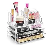 display4top Schmuck Aufbewahrungsbox Acryl Cosmetics Lipsticks Make-up-Organizer Halter Box (4 Schubladen transparent)