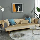 YUTJK Gestickte Erker-Fenstermatte, Volle Deckung Schonbezug Sofa, Anti-rutsch Plüsch Sofabezug Rückenlehne zu Decken, Moderne schlichtheit Couch Abdeckungen, Für Ledersofas, Beig