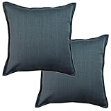 McAlister Textiles Savannah | 2er Pack Sofakissen mit Füllung in Denim Blau | 43 x 43cm | gewobener Jacquardstoff | Einfarbiges Deko gefüllte Kissen Uni für Sofa, Couch, B