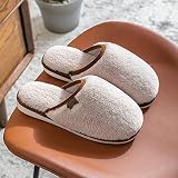 QPPQ Warme flauschige Baumwollpantoffeln, Herbst und Winter, warme Hausschuhe, Plüsch, für den Innenbereich, Baumwolle, Größe 39-39, für Herren und Damen, Memory-Schaum-H
