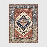 Hochflor Teppich Wohnzimmerteppich 120 x 170 cm Bunte Persische Geometrische Menschen Home In- & Outdoor-Teppich Short Pile Rug Ideal für Küche und Esszimmer, auch für den Außenb