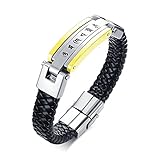 DOLOVE Lederarmband für Herren Om Mani Padme Hum Schwarz Silber Silber Armband 925 Silber Armband 925