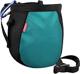 MoKo Klettern Chalkbag, Bouldern Magnesiabeutel mit Einstellbar Gürtel & Karabinerclip Kordelzug Chalk Bag Boulderbag für Klettern Gewichtheben Gymnastik Crossfit - Schwarz & Hellb