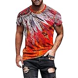 Herren Kurzarm T-Shirt Tops Sommer Shirt Oberteile Lässige 3D Bedruckte Rundhals Bluse T
