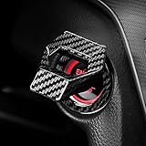 HELLOGIRL Auto Styling Aufkleber Universal Auto Motor Start Stopp Knopf Abdeckring Zündung Start Stopp Knopf Kohlefaser Zubehör Trim Druckknopf Schalter Dekor Aufkleber Auto Interieur Zubehö