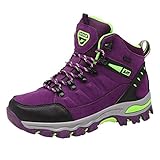 lcybem Knöchelhohe Wanderschuhe Damenschuhe Trekkingschuhe Wildleder Dämpfung rutschfest Outdoor Schuhe Lila 38