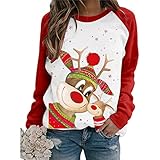 Weihnachten Pullover Damen Christmas Xmas Reindeer Rentiermuster Weihnachtspullover Familie Set Strickpullover Farbblock Unisex Christmas Sweater Teenager Mädchen Weihnachtspullover Sw