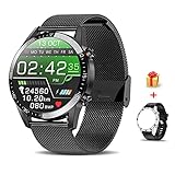 Voigoo Smartwatch (2021 neu) 1.3' Touch Screen Herren Damen Intelligente Uhren Sport | Bluetooth-Anruf | EKG-Überwachung Tracker Pulsuhr Schrittzähler Blutdruckmessung IP68 Wasserdicht für Android iOS