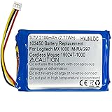 DC 3,7 V 2100 mAh Wiederaufladbarer Lithium-Akku Ersatz für Logitech MX1000 MX-1000 M-RAG97 Wireless Bluetooth Maus 190247-1000, 190247-B000, L-LB2, NTA2253