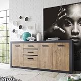 Lomadox Esszimmer Sideboard in Fresco anthrazit mit Kastanienbraun, BxHxT: ca. 198x88x42