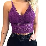 Sport BH Push Up-Große Größen Spitze BHS Damen Frauen Übergröße Vest Crop Wireless BH Dessous Sexy V-Ausschnitt Unterwäsche Unterhemd URIBAKY