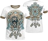 Odin Fenrir Wolfskopf 3D-Druck Herren Hoodie, Nordic Viking Thors Hammer Valknut Casual Fashion Streetwear, Retro Harajuku Casual Paar Jacke Übergröße (Color : T Shirt Axe, Size : XXL)