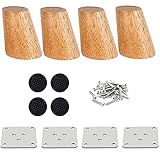 RHUAFET Holz Tischbeine, 4 Stück 8cm Holzfüße Möbelfüße Sofafüße für Schrank, Sofa, Couchtisch, TV-Schrank und andere Möbelbeine (8CM)