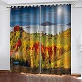 TTBBBB Verdunklungsvorhang Goldene Herbstlandschaft B 280 x H 240 cm 3D Druckmuster Öse Thermisch isoliert 90% Blickdicht Vorhang für Kinder Jungen Mädchen Sp
