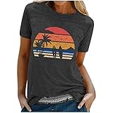 Kleider für Damen 3D Druck Damen t-Shirt Sommer Kurzarm Oberteile Tshirt v-Ausschnitte Loose Tunika Bluse Bunte Motiv Tops Oversize Shirt top mit Rundhals(#220302-I02 Shirts Damen, XL)