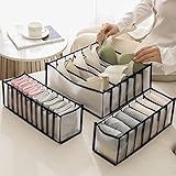 Schubladen-Organizer, faltbar, waschbar, Kleiderschrank-Organizer, Sichtbares Gitter-Aufbewahrungsbox, tragbare Aufbewahrungskörbe für BH, Jeans, Leggings, Socken, T-Shirts (3 Stück, schwarz)
