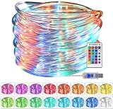 Led Schlauch Außen, WOMRICH lichterkette bunt LED Lichterkette Draußen 10M 4 Modi 16 Farben wechselnde Lichterketten mit USB-Stromversorgung, Fernbedienung und wasserdichtem Timer, IP65 W