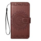 Homikon PU Leder Hülle Retro Blumen Schutzhülle Brieftasche Bookstyle Ständer Klapphülle Handyhülle Kartenfach Lederhülle Flip Case Wallet Cover Kompatibel mit Samsung Galaxy S6 - B