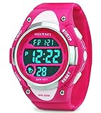Digital Uhren für Mädchen Geschenke - Kinder Outdoor Sportuhren mit LED, 5 ATM Wasserdicht Sport Elektronische Handgelenk Digitaluhren mit Wecker Woche für Teenagers R