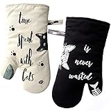 1 Paar Baumwolle Backhandschuhe Ofenhandschuhe Grillhandschuhe,31 CM, Cat mit C