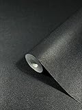 WALLCOVER Vliestapete Schwarz Grau Uni Tapete Anthrazit Glitzer Effekt Einfarbig Modern Design Tapeten Schlafzimmer Schwarz Wohnzimmer Küche Flur Esszimmer 10,05 x 0,53