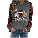 Weihnachten Elch Print Langarmshirt Damen Geburtstagsgeschenk FüR Frauen LäSsiges Drucken Langarmshirt Tees Tops Langarm ReißVerschluss Tunika Bluse Tops Poloshirts Pullover Sport Top