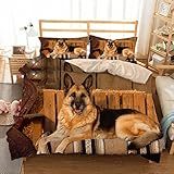 Meimall Kinderbettwäsche Braun Tier Hund 200X200 cm Kinderbettwäsche Für Kinder, Jungen, Mädchen, Bettwäsche, 3D-Digitaldruck Kissenbezug Für Einzelbett Mit Reiß