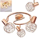 Deckenleuchte Palmira, Deckenlampe aus Metall in Kupfer, 3-flammig, mit verstellbaren Strahlern, 3 x E14-Fassung, max. 40 Watt, Retro/Vintage Desig