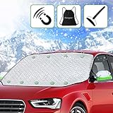 Frontscheibenabdeckung Auto, Windschutzscheibenabdeckung mit 9 Magnet Fixierung, Winter Scheibenabdeckung mit Rückspiegelabdeckungen, für die Windschutzscheibe gegen Schnee, EIS, Frost, Staub, S