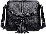 SINYUE Handtaschen & Schultertaschen, Schultertasche, weiches Leder, Handtasche, Kuriertasche, Crossbody, modische Damentasche mit Klappe (Farbe: schwarz)