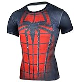 HOOLAZA Spiderman Series Avengers Männer Kurzarm Kompression T Shirt Herren Joggen Motion Red Rot Short Shirt Herren Fitness Gym Beim Training T-Shirt XXXXL