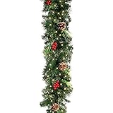 78Henstridge 180cm Weihnachtsgirlande Künstliche Tannengirlande mit Lichterkette,Tannenzweiggirlande Weihnachtsdeko Innen- und Außendekoration (Stil A)