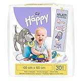 bella baby Happy Wickelunterlagen: Baby Wickelunterlagen für unterwegs 60 x 60 cm im 2er Pack (2 x 30 Stück) - wasserdicht und hyg