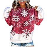 Weihnachten Christmas Sweater Pullover Damen Weihnachtspullover Xmas Einhorn Rudolph Rentiermuster Sportbekleidung Weihnachtsparty Oberteile Elegant Oversize Rundhals Lustig Christmas Sw