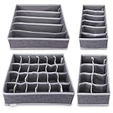 Navaris Aufbewahrungsboxen Organizer Ordnungssystem für Wäsche - 4 Boxen für Kleiderschrank oder Schubladen - Stoffboxen in verschiedenen Größ