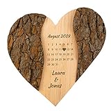 Geschenke 24 Holz Herz Schönster Tag: personalisierte Deko mit Gravur - Namen & Datum graviert – Geschenke zur Hochzeit, Hochzeitsgeschenk Jahrestag