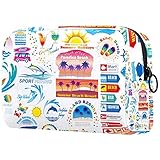 Makeup-Tasche Klein Kosmetiktasche Damen Schminktasche für Handtasche Makeup Tasche Kulturbeutel Reise Dopp Kit Beach Summer Vacation-bezogene Info-Grafik