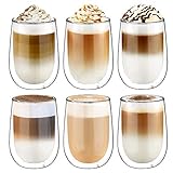 Glastal 350ml Doppelwandige Latte Macchiato Glaser Set Kaffeeglas Trinkgläser 6-teilig
