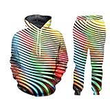 Herren/Damen Farbe Ripple 3D-Druck Mode Sportbekleidung Hip Hop Sweatshirt und Hosen 2er Set Hoodies Ripple Tracksuits S