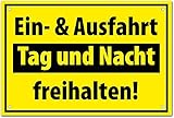 Hochwertiges Schild ' EINFAHRT AUSFAHRT FREIHALTEN ' 300 x 200 mm rechteckig | Ein & Ausfahrt | Tag und Nacht freihalten |